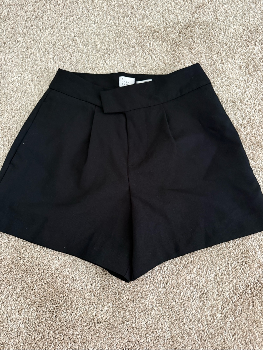 a new day Black High-Waist Pleated Tailored Shorts